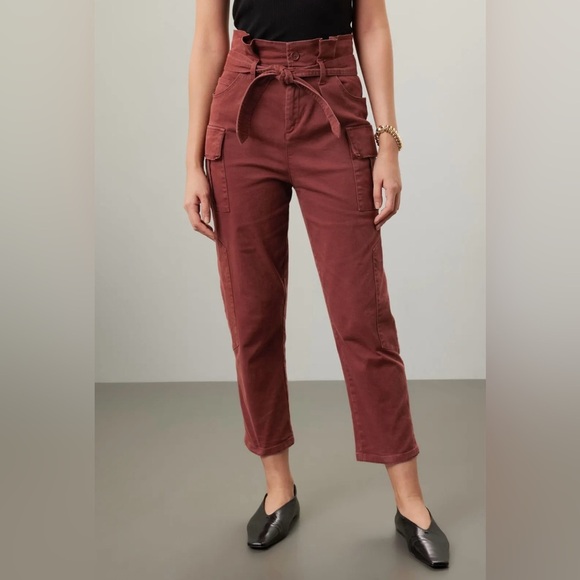 Marissa Webb Pants - Marissa Webb Cotton Blend Red Twill Paper Bag Pants Size 10